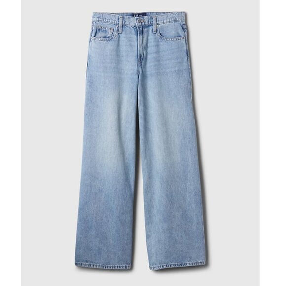 GAP Denim - GAP Baggy Mid Rise SuperSoft Light Indigo Wash Blue Jeans 32/14 R/S Baggy Fit